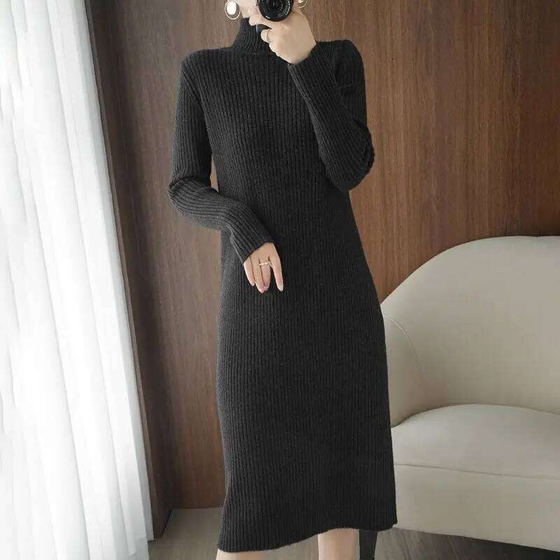 Casual Aesthetic Maxi Sweater Dress for Women Winter Loose Woman Robe Long Vintage Dresses Knitted Bodycon Korean Fashion White Z260314