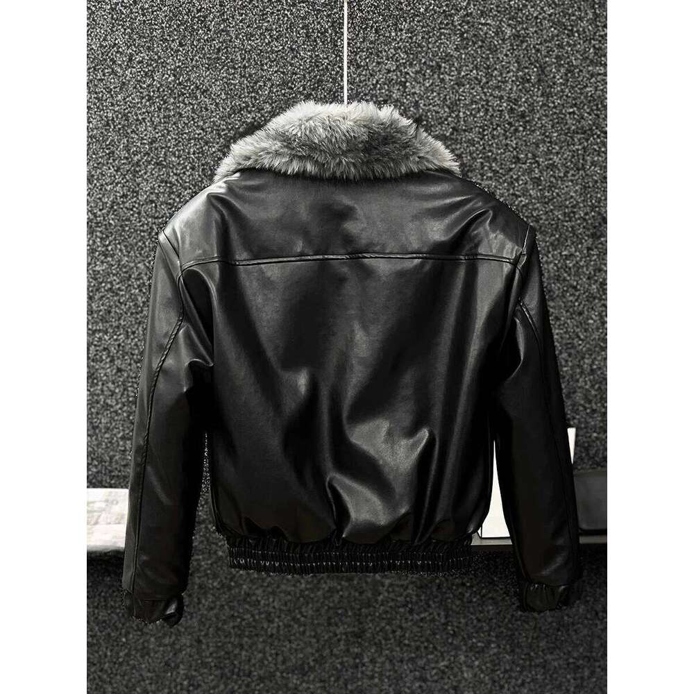 Men's 2025 Winter New Thickened Warm Motorcycle Eco-friendly Double-sided Wear PU Jackets Faux Fur Integrated Coats Z260313