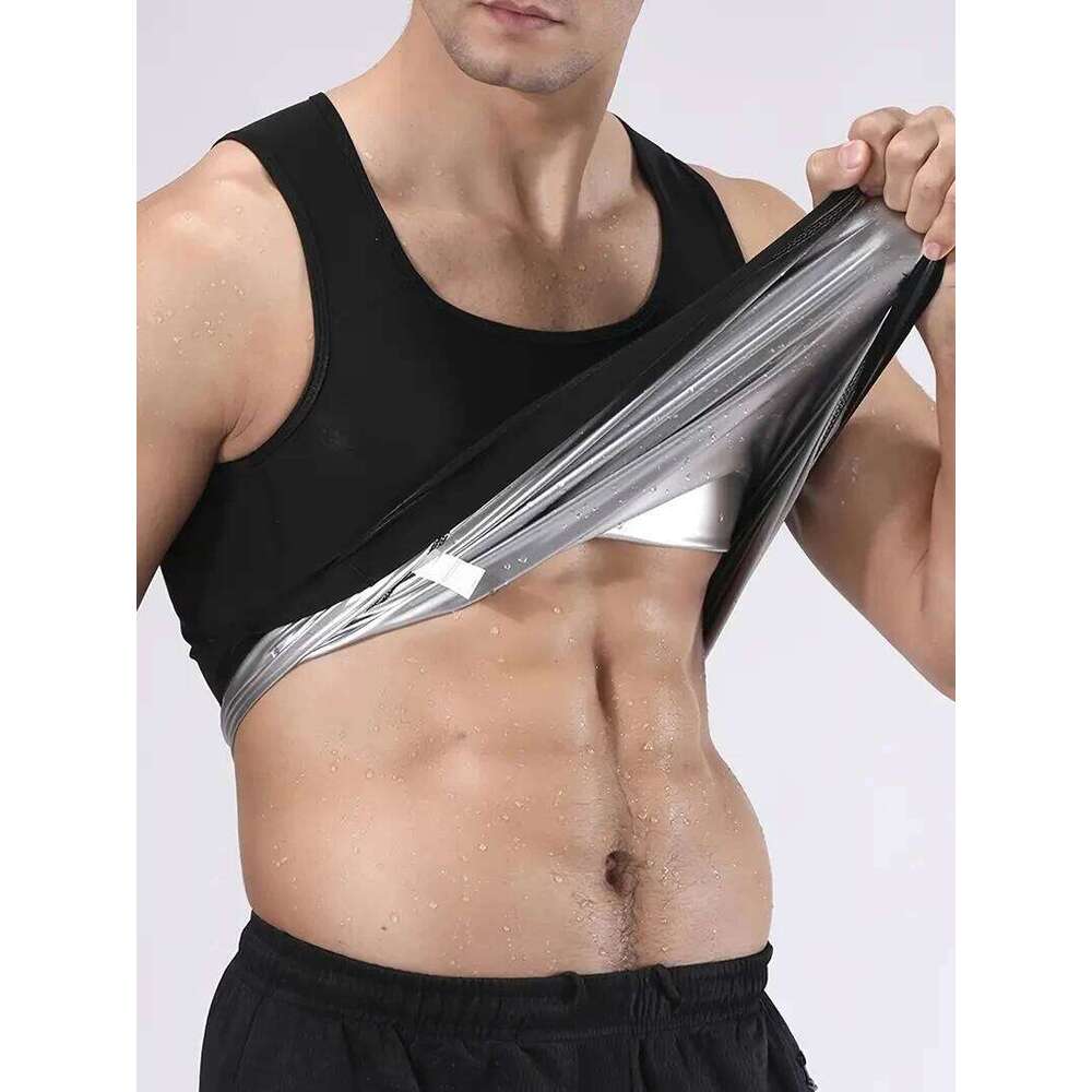 Men's Sauna Suit Shirt - Heat Trapping Sweat Compression Vest, Shapewear Top, Gym Exercise Versatile Shaper Waist 26Y0313