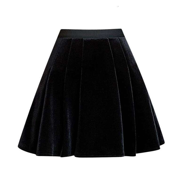 Fashion Streetwear Winter Mini Skirt Women Vintage Black Golden Velvet Pleated Skirts With Shorts A-Line Cute Skater Jupe Femme Z260314