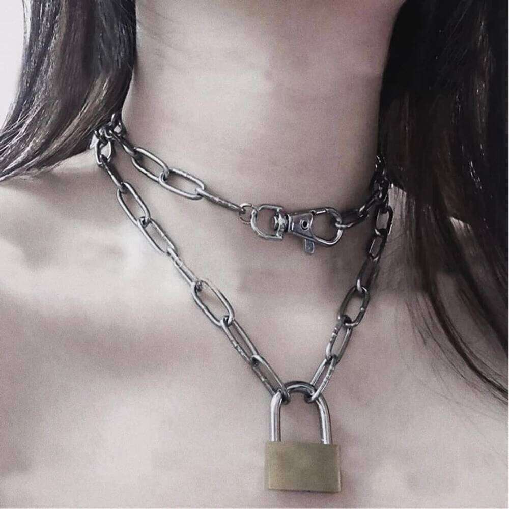 Retro Punk Fashion Exaggerated Thick Chain Simple New Couple Multi-Layer Lock Necklace Unisex Jewelry Accessories H260312