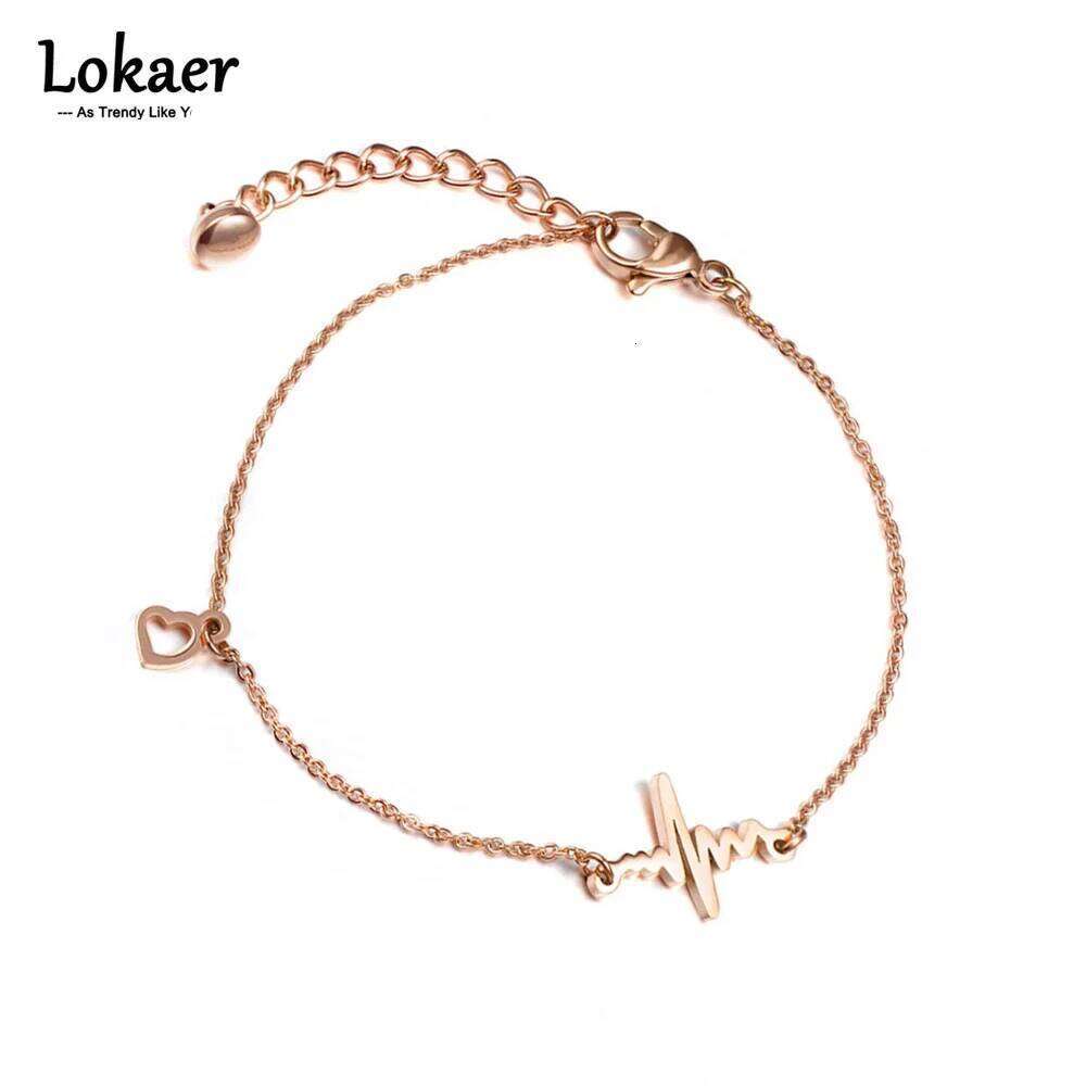 Lokaer Simple Single Chain Bracelet for Women Heartbeat Charm CZ Fashion Versatile Female Hand Jewelry Wholesale B17031 Z260313