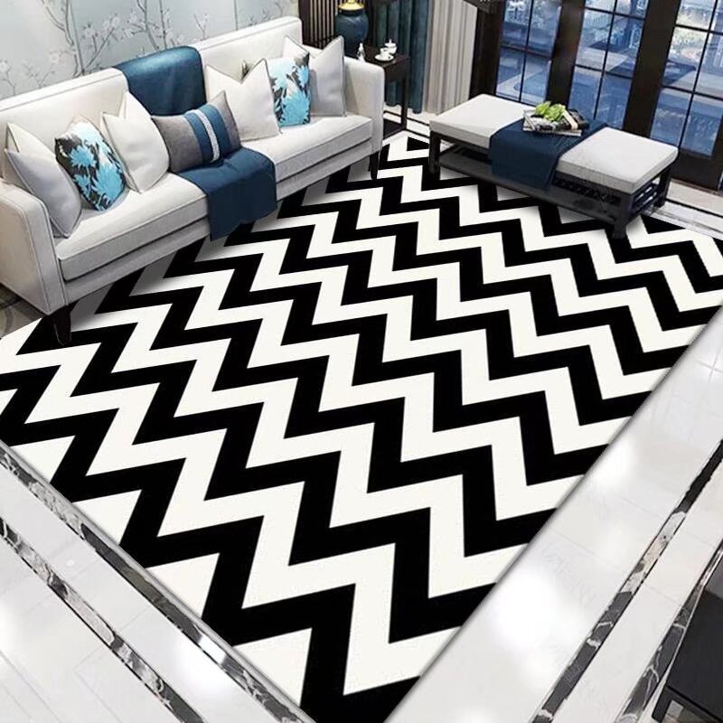 Creative zebra pattern home living room rug black and white coffee table sofa decoration floor mat bedroom bedside blanket - view 6