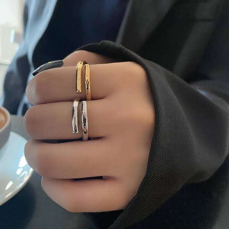 Classic Simple Stainless Steel Line Double Layer Couple Rings for Men Women Temperament Trendy Hip Hop Finger Jewelry Accessory H260312