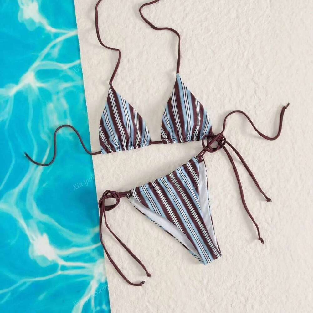 2026 Sexy Bikinis Striped Women Swimwear High Cut Triangle Swimsuit Two Piece Brazilian Bathing Suit Bikini Set Beachwear 26H0313
