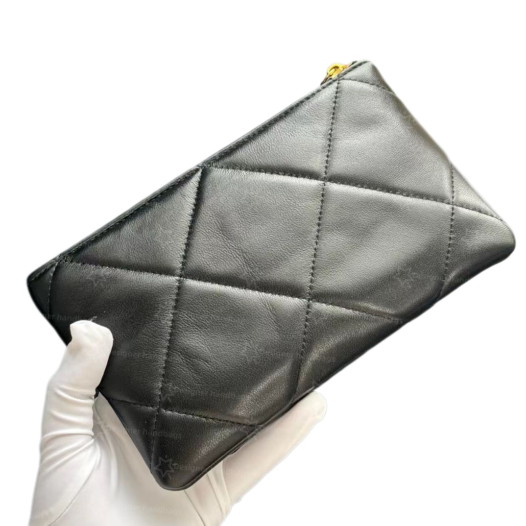 Vintage-Inspired Designer Wallet - Expanded Chevron Design With Authentic Strap Detail