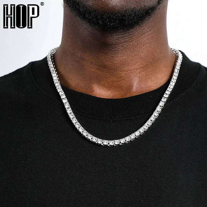 Hip Hop Iced Out Tennis Chain Necklace 3MM 4MM 5MM Mens Necklaces 1 Row Rhinestone Choker Bling Crystal For Men Jewelry H260312