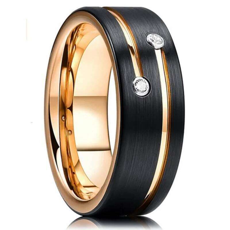 2025 Hot Selling New Stainless Steel 8MM Gold Diamond Ring For Men Jewelry Accessories Wholesale Size 6-13 H260312