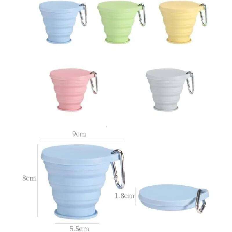 180ml Collapsible Silicone Cup with Lid Foldable Z260313