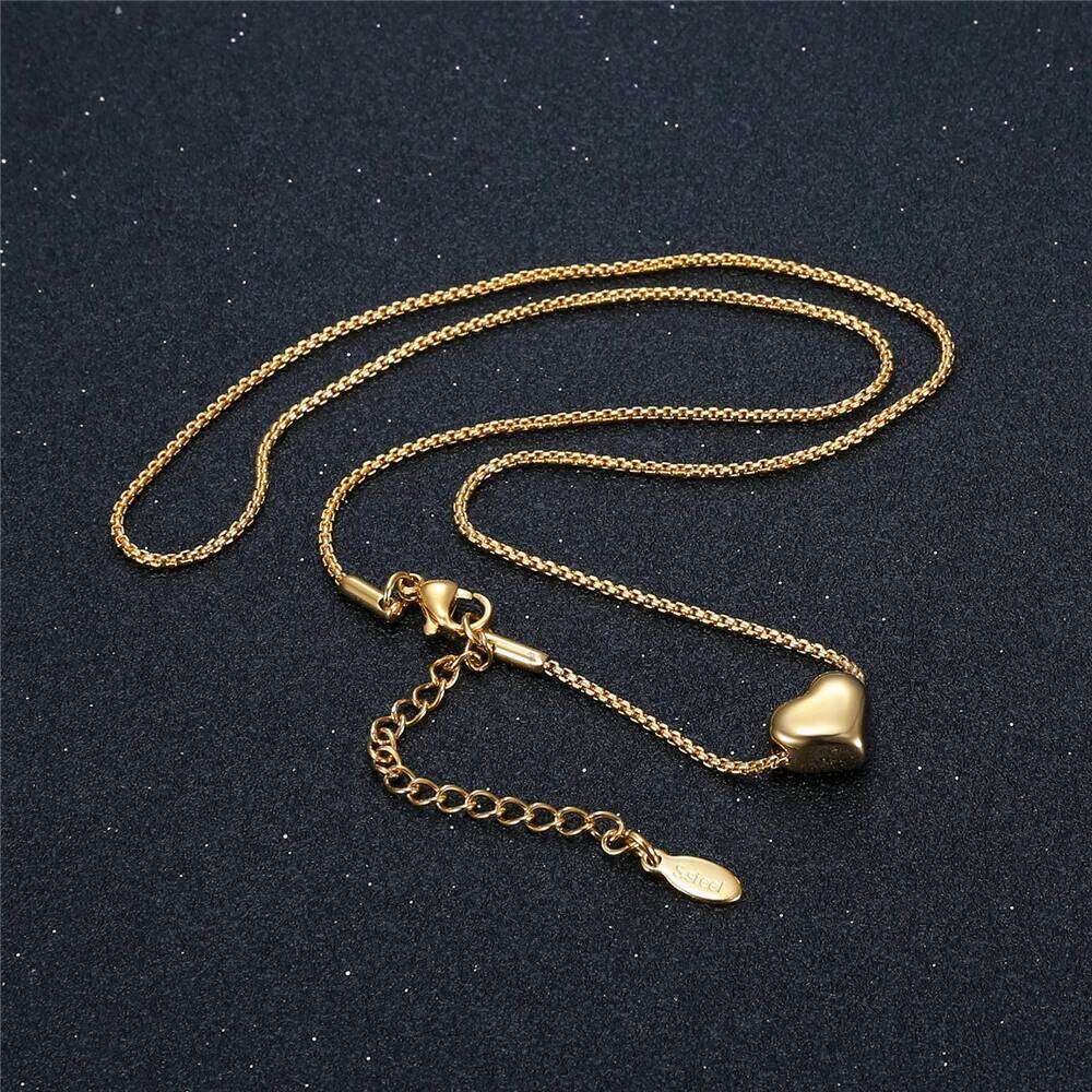 Cute Small Tiny Heart Pendants Female Gold Silver Color Stainless Steel Neck Choker Necklace Chains For Women Jewelry Gift H260312