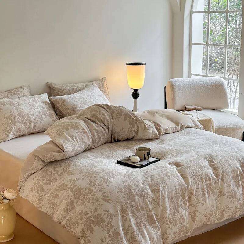 High-end Class A 60 pure three-layer yarn four-piece set, high-grade washed cotton sheets, quilt covers, bedding H260312 - view 5