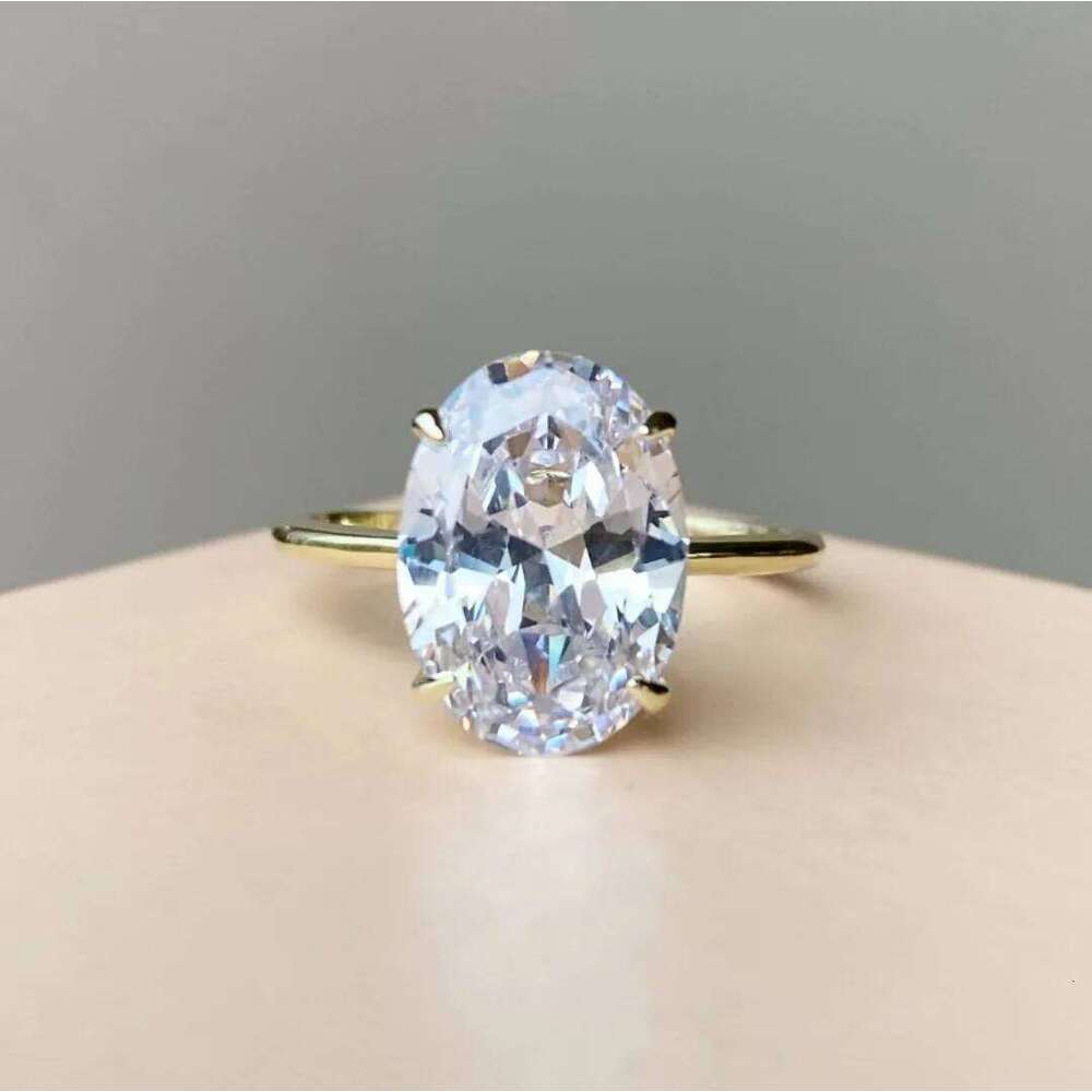 Gold Plated Oval Cubic Zirconia Ring for Women Wedding Engagement Jewelry Wholesale Size 5-10 Trendy Fashion Accessory H260312