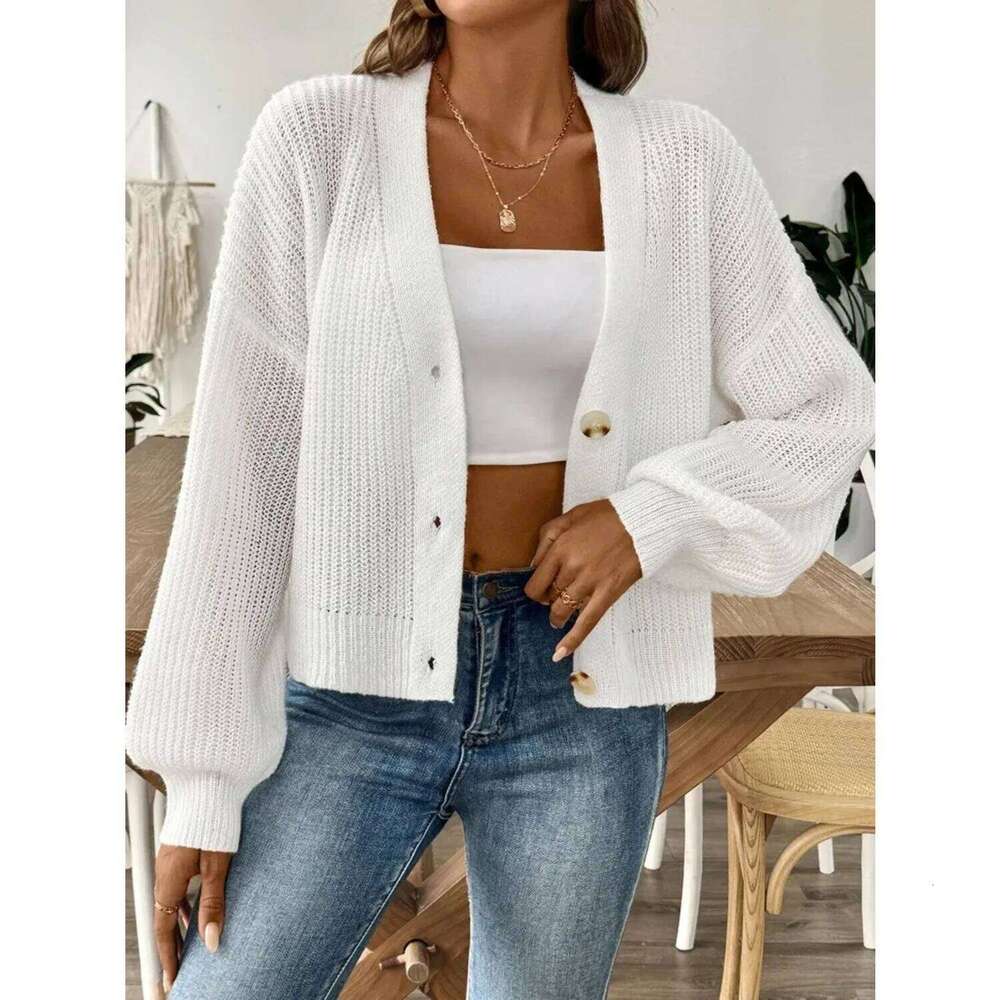 2025 Autumn Winter Short Sweater Women Single Breasted Long Sleeve Cardigan Lady Loose Knitted Coat Outwears Z260313