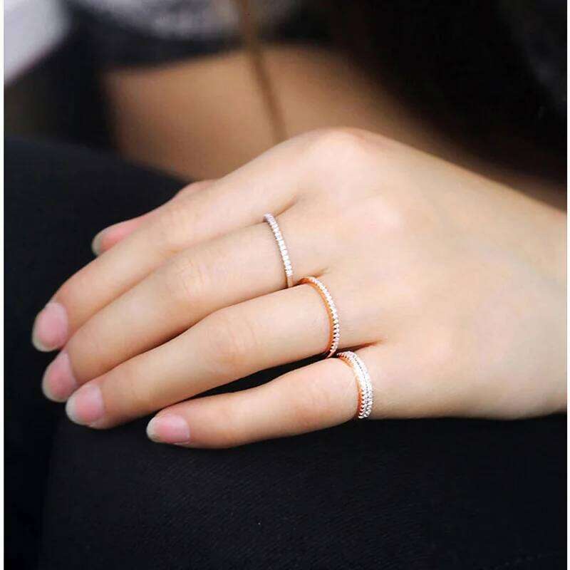 925 Sterling Silver Simple Elegant Ring for Women Wholesale Dazzling Clear CZ Stackable Finger Rings Wedding Statement Jewelry H260312