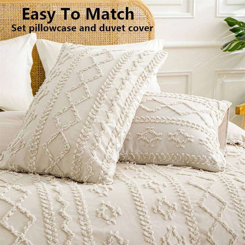 Soft and Warm Solid Color Bohemian Cut Flower Three Piece Set Includes 1 or 2 Pillowcases in Multiple Sizes for Winter Bedding H260312 - view 3