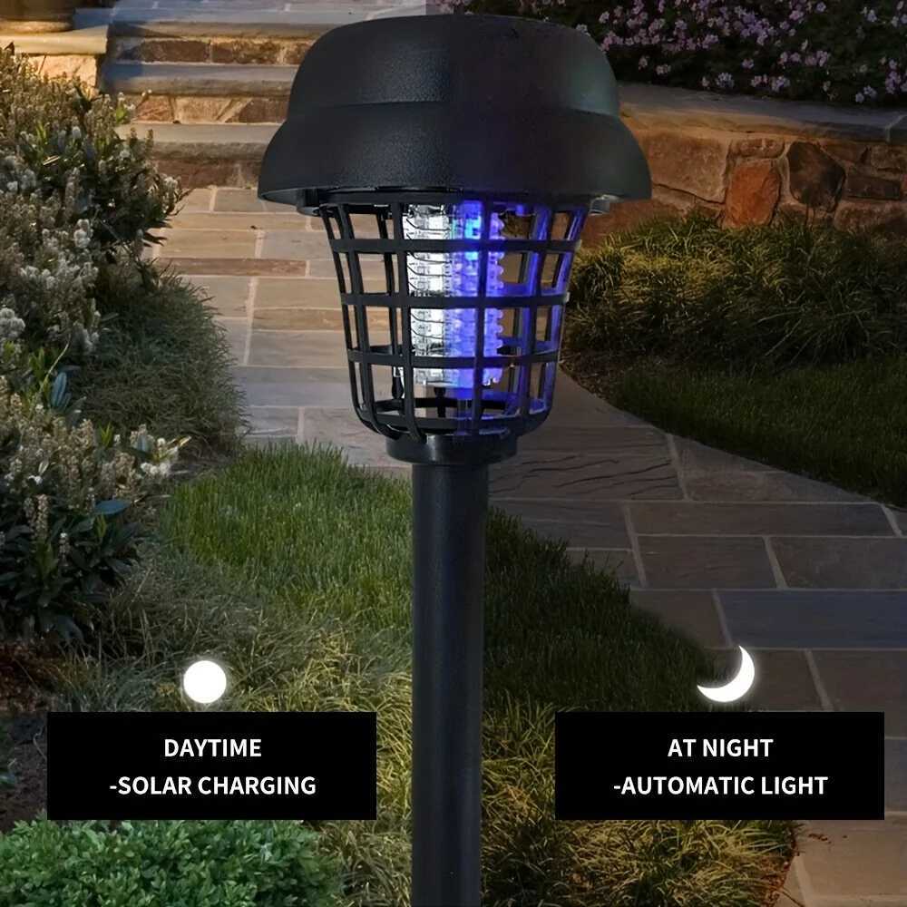 2pcs Solar Mosquito Killer LampGarden Fly Trap LampYard Mosquito Trap Electric Shock Insect Killing Mosquito Repellent Lamp H260313