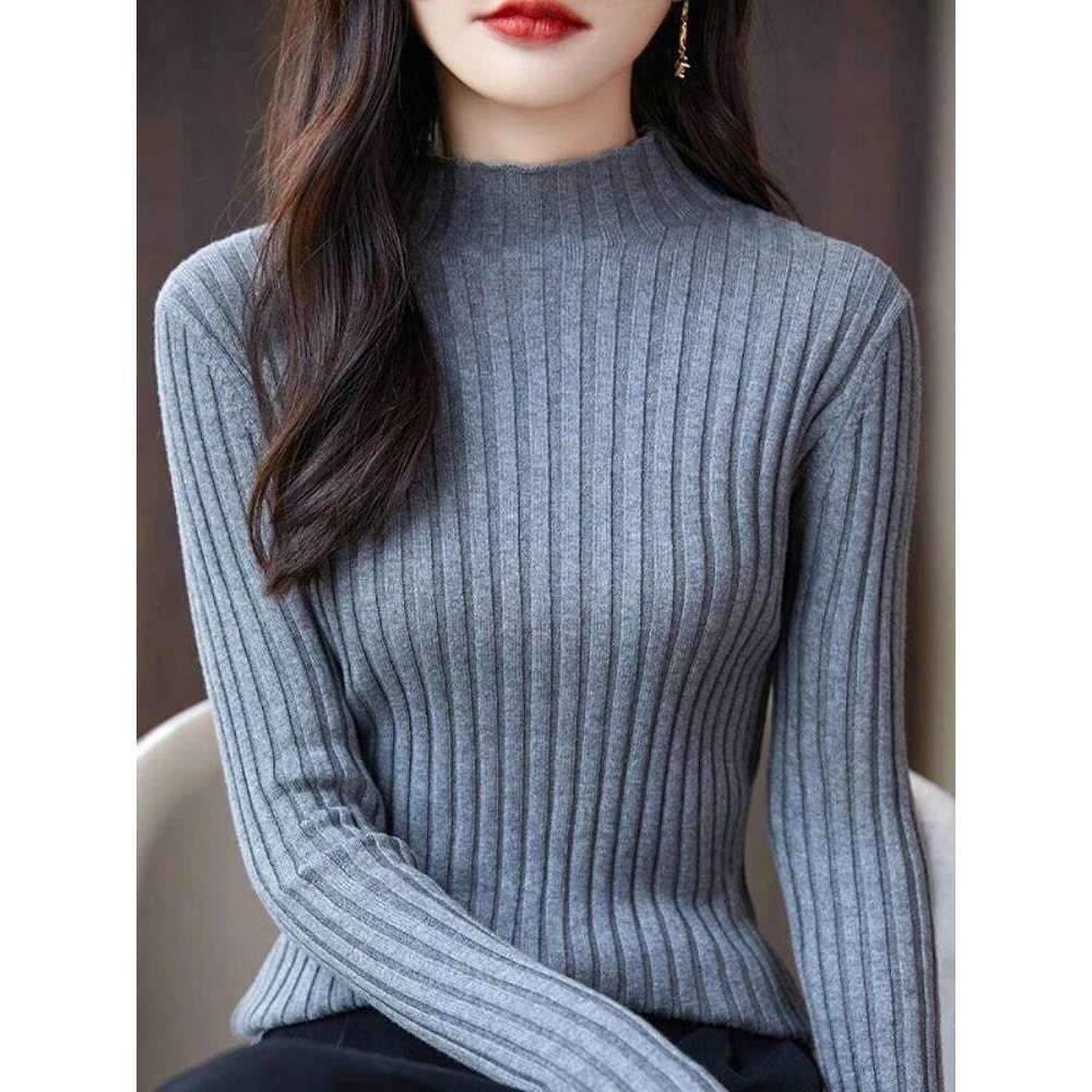 2025 Autumn Winter Knitted Woman Sweaters Ribbed Turtleneck Sweater Clothes Long Sleeve Slim Basic Pullover Women Solid Tops Z260313
