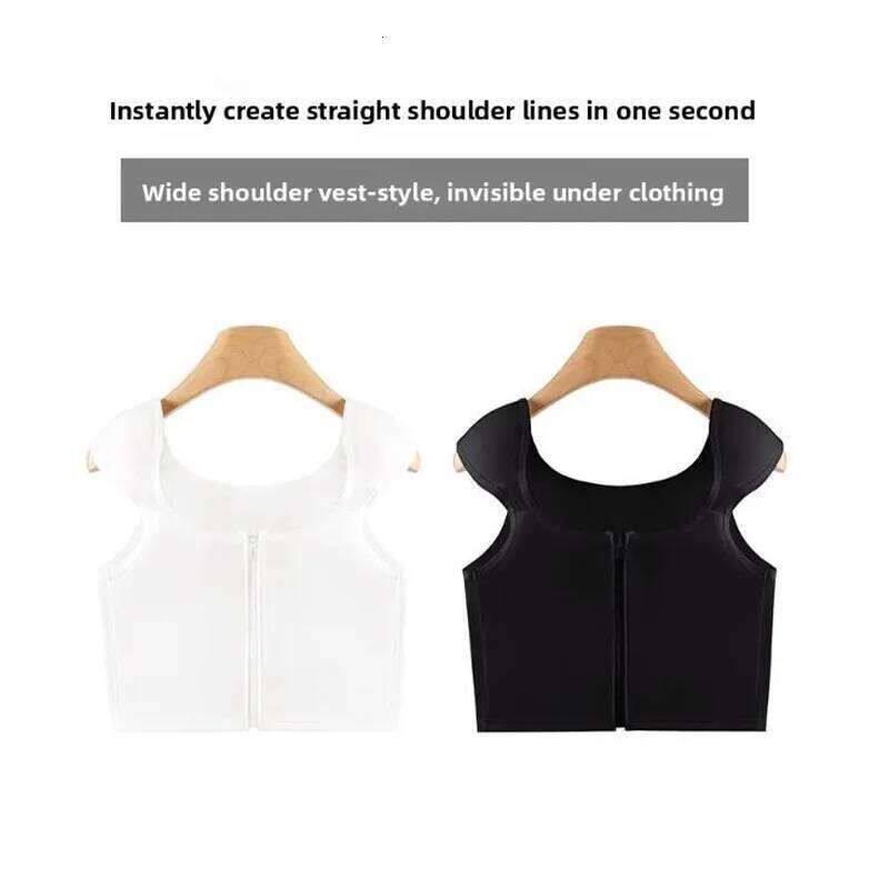 Seamless Ultra-thin Zipper Shoulder Pad Vest Women's Push-up Shockproof Chest Top Cosplay Lingerie Fashionable Underwear Gifts