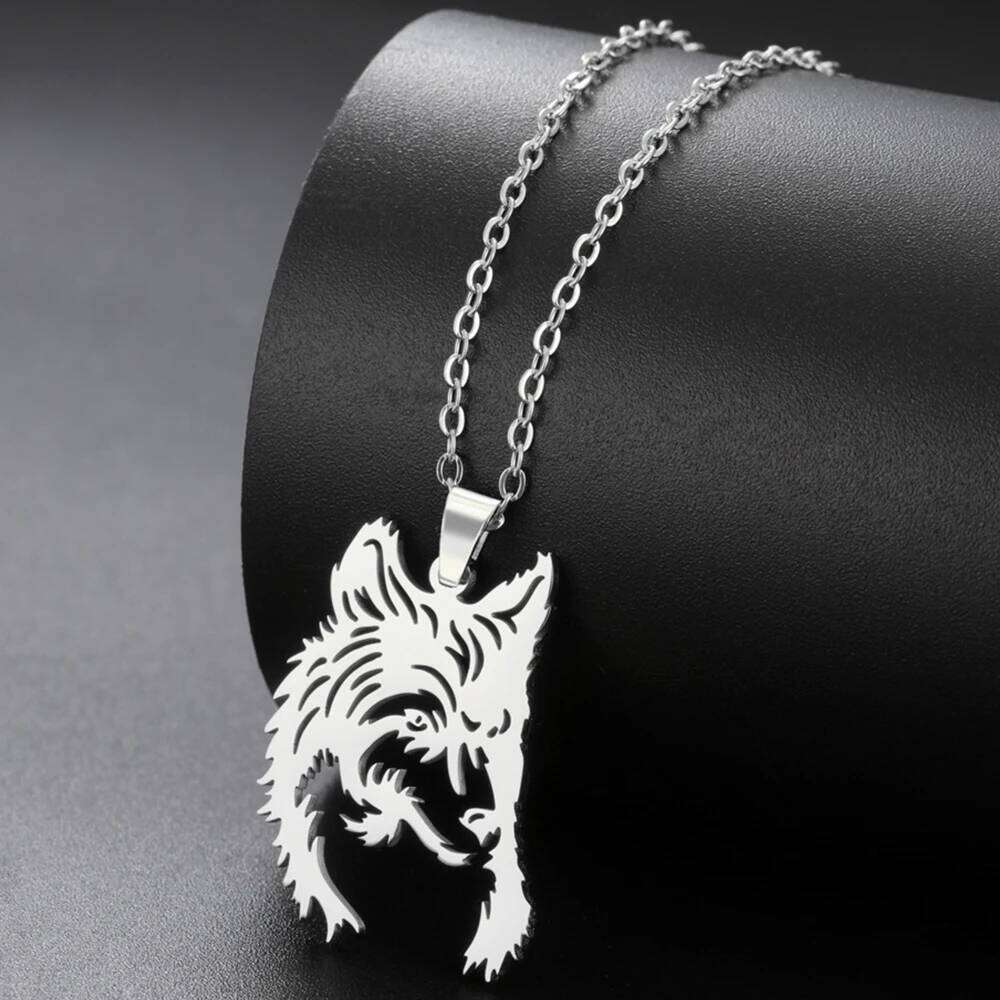 My shape Stainless Steel Head for Men Women Hollow Wolf Animal Necklace Punk Jewelry Male Boys Valentine's Day H260312