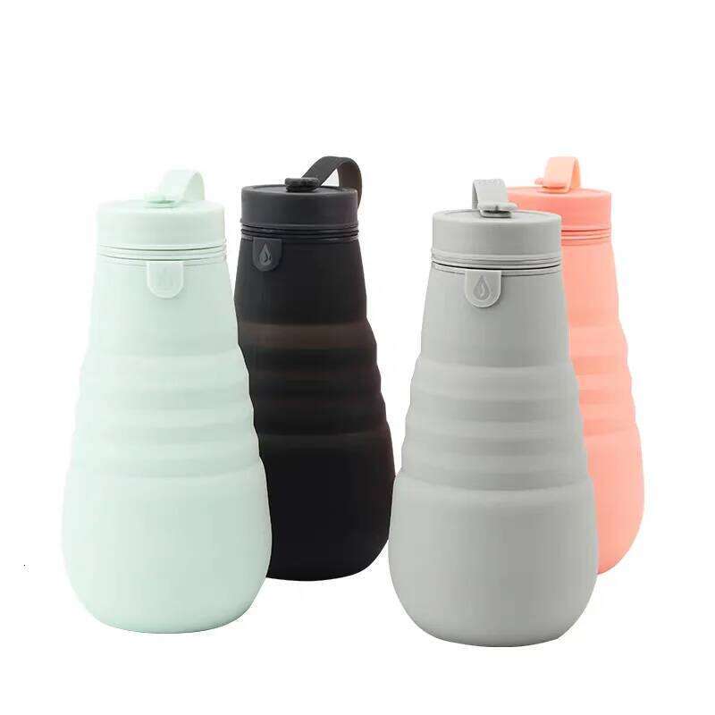 1Pc 20oz / 592ml Collapsible Bottle,Leak-Proof Reusable Silicone Travel Cup,Outdoor Hiking Water Cup Bar Tool Z260314