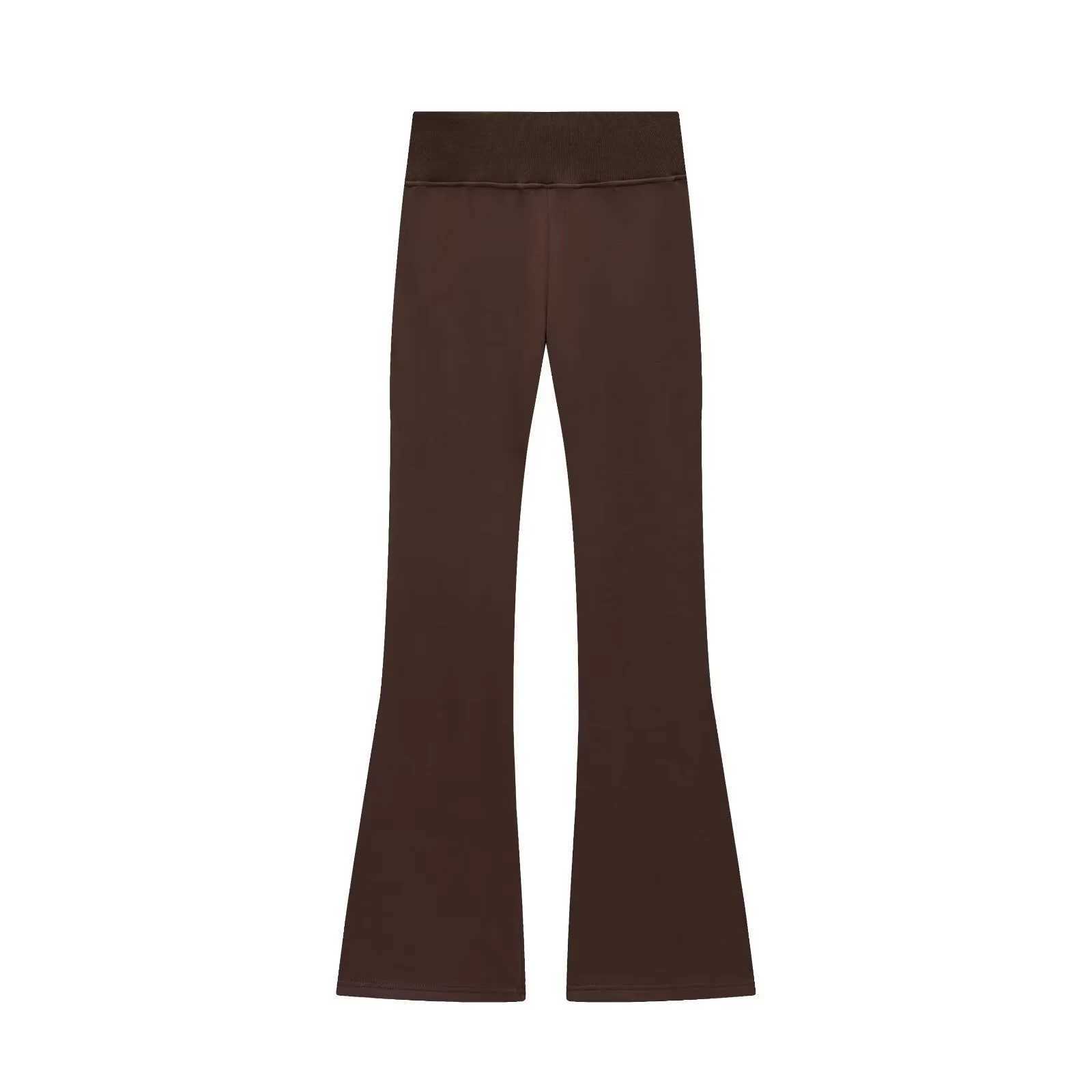 PRINTKAOIR 2026 Spring New Womens Casual Lapel Long-Sleeved Zipper Fleece Jacket High-Waisted Terry Flared Trousers M260313