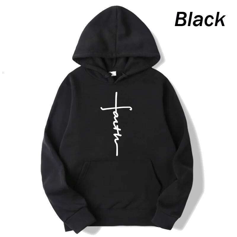 2025 Unisex Cool Faith Print Men Women Fleece Fashion Sports Crew Neck Hoodie Sweatshirt Z260314