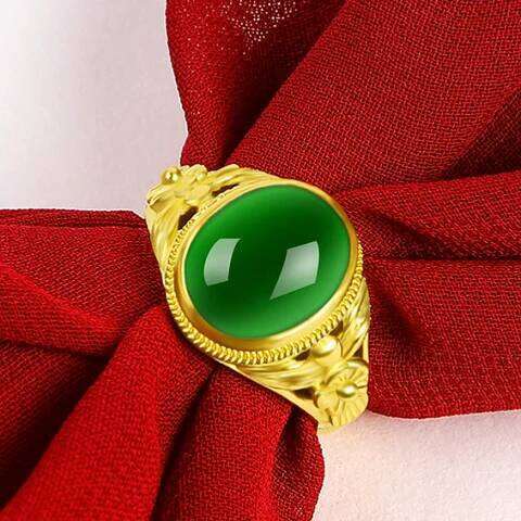 24.k Women's Diamond Inlaid Genuine Pure Plated Real 18k Yellow Gold 999 24k Ring Clasp Never Fade Jewelry H260312