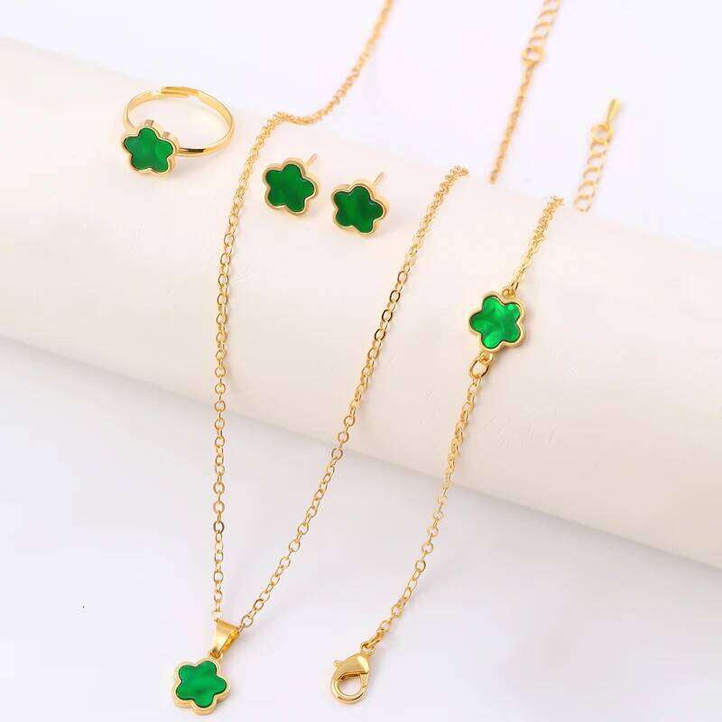 Cr Five-Piece Jewelry Black Gold Light Necklace, Earrings, , Ring Set, Fashionable and Elegant Women's Jewelry, Popular Accessories H260312