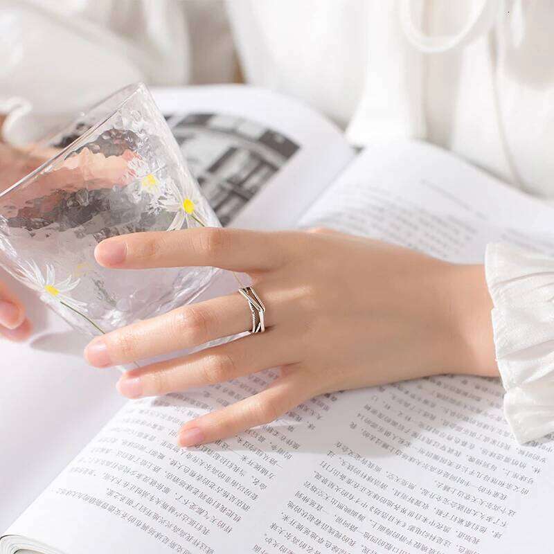 Modian Irregular Geometric Cross Line Authentic Sterling Silver 925 for Women Free Size Simple Ring Fine Jewelry Bijoux H260312