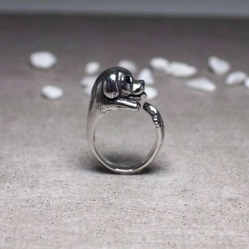 Buyee 925 Sterling Silver Elegant Dog Open Ring for Women Men Fashion Animal Fine Jewelry Circle Gift H260312
