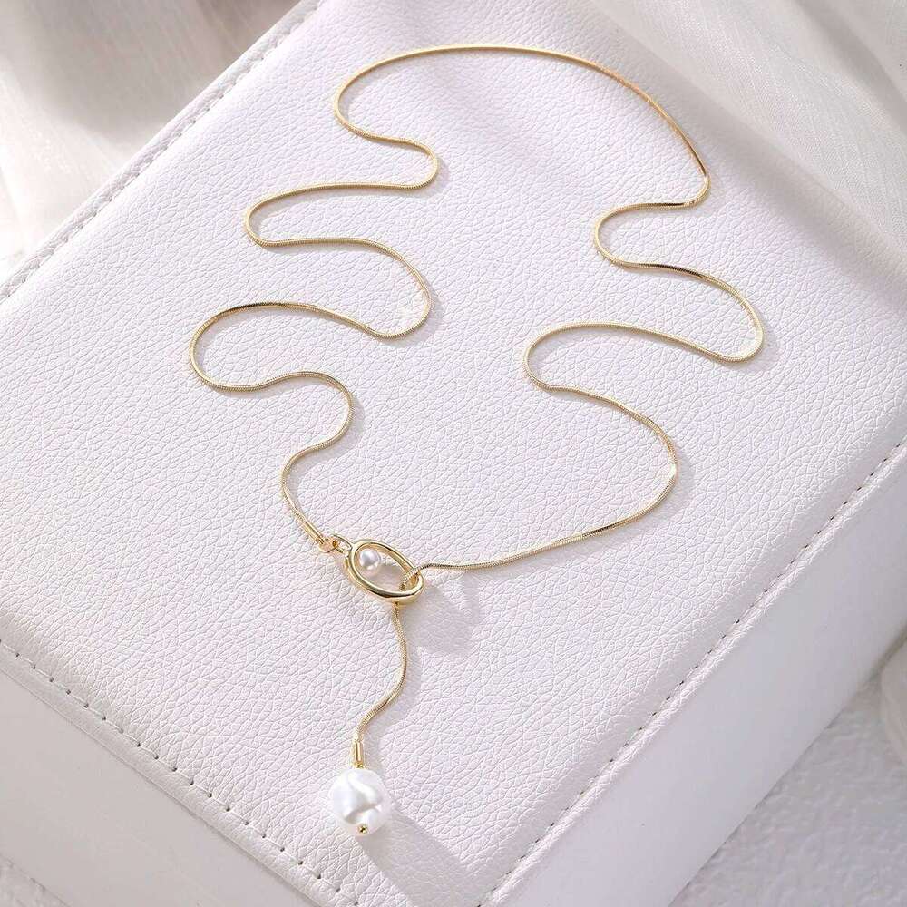 FNIO Y-shaped Collarbone Pendant Long Irregular Cross Knotted Chain Necklace Holiday Gift for Women Jewelry H260312