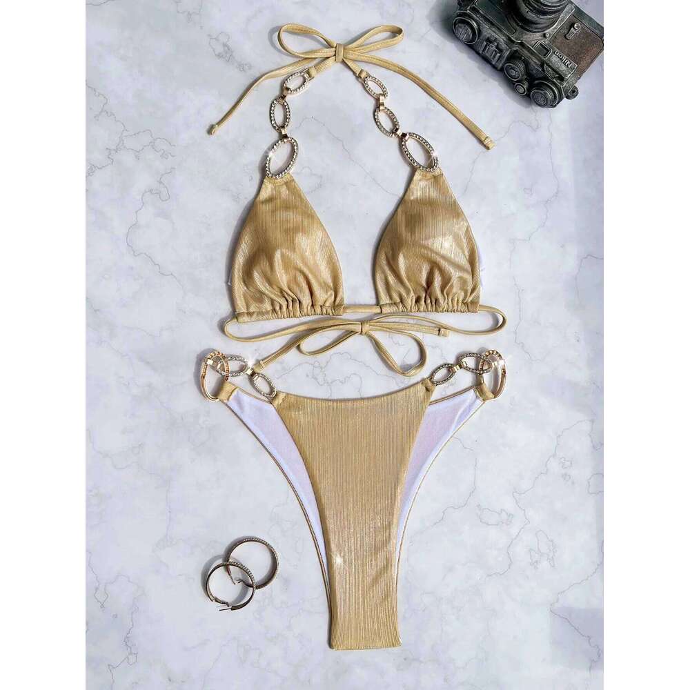 Sexy Shiny Bikinis Women 2026 New Push Up Bikini Set Swimwear Two Piece Thong Swimsuits Bathing Suit Beachwear Summer Vacation Y260303