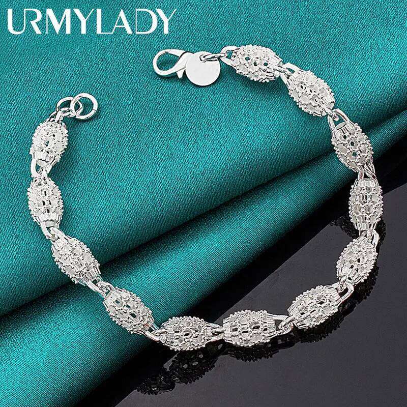 URMYLADY 925 Sterling Silver Hollow Bead Chain Bracelet For Woman Fashion Wedding Engagement Party Jewelry Z260313