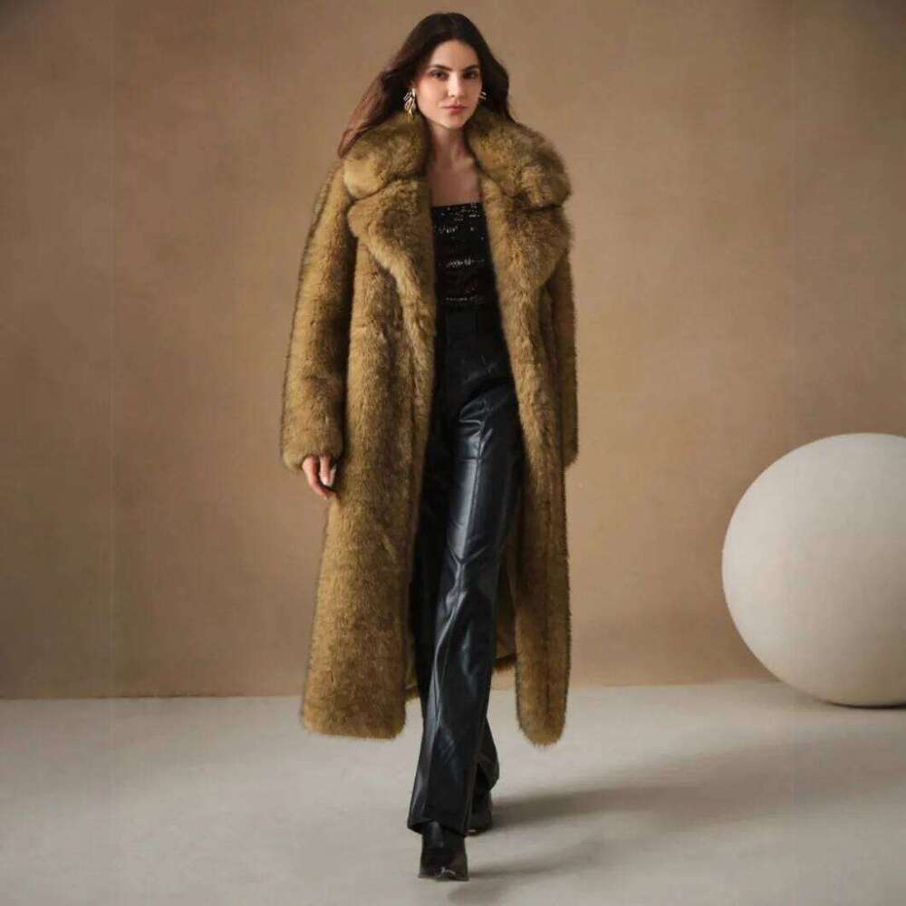 KIDCRKJ Winter Women's Eco Faux Jacket Gradient Fluffy Long Artificial Coat For Lady Stylish Female Faxu Fox Fur Outwear Z260313