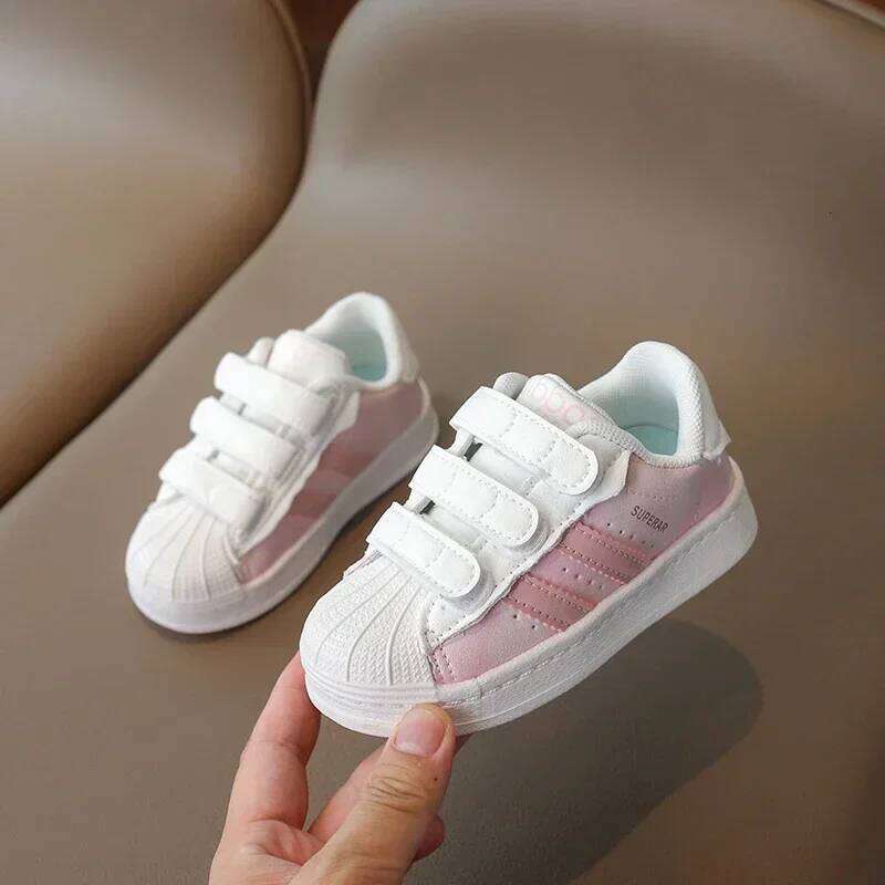 Children's Kids Fashion Design White Non-slip Casual Shoes for Boys Girls Hook Breathable Sneakers Toddler Outdoor Shoe 26Y0313