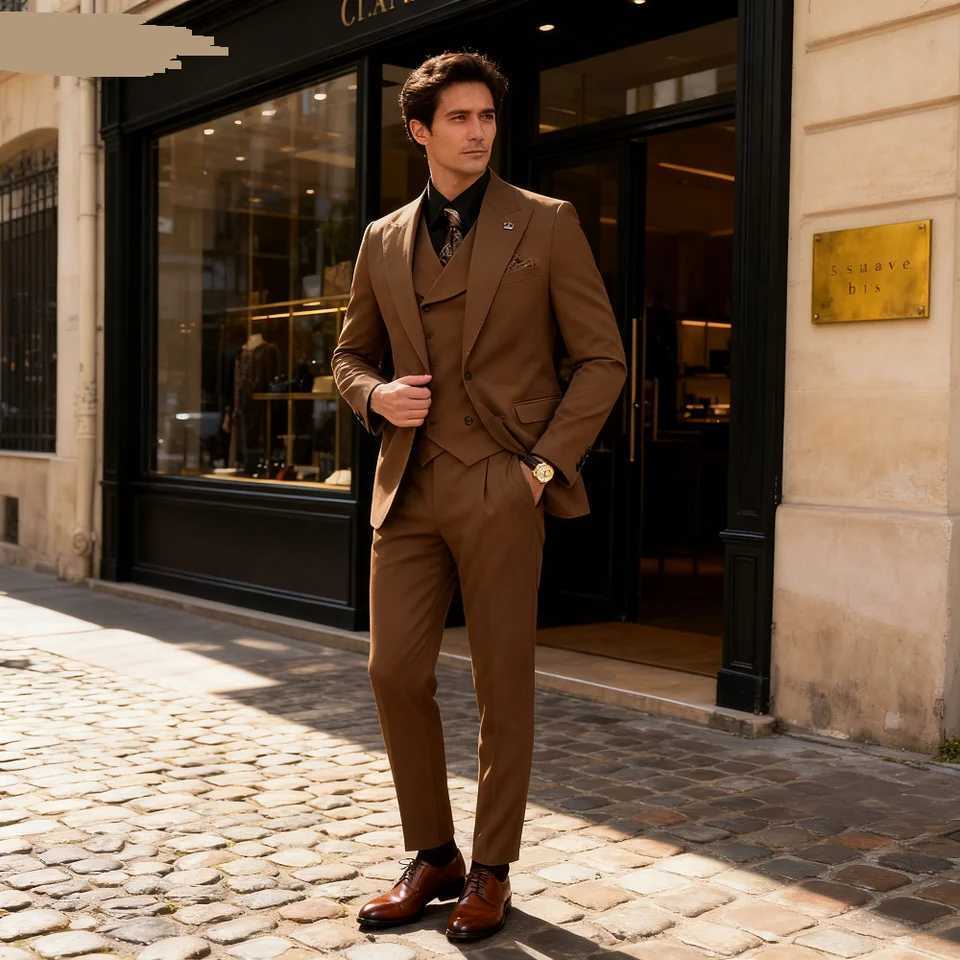 Mens Wedding Tuxedo 2025 Best Selling Peak Lapel Single Breasted Formal Smoking Suit for Groomsmen Dance M260313