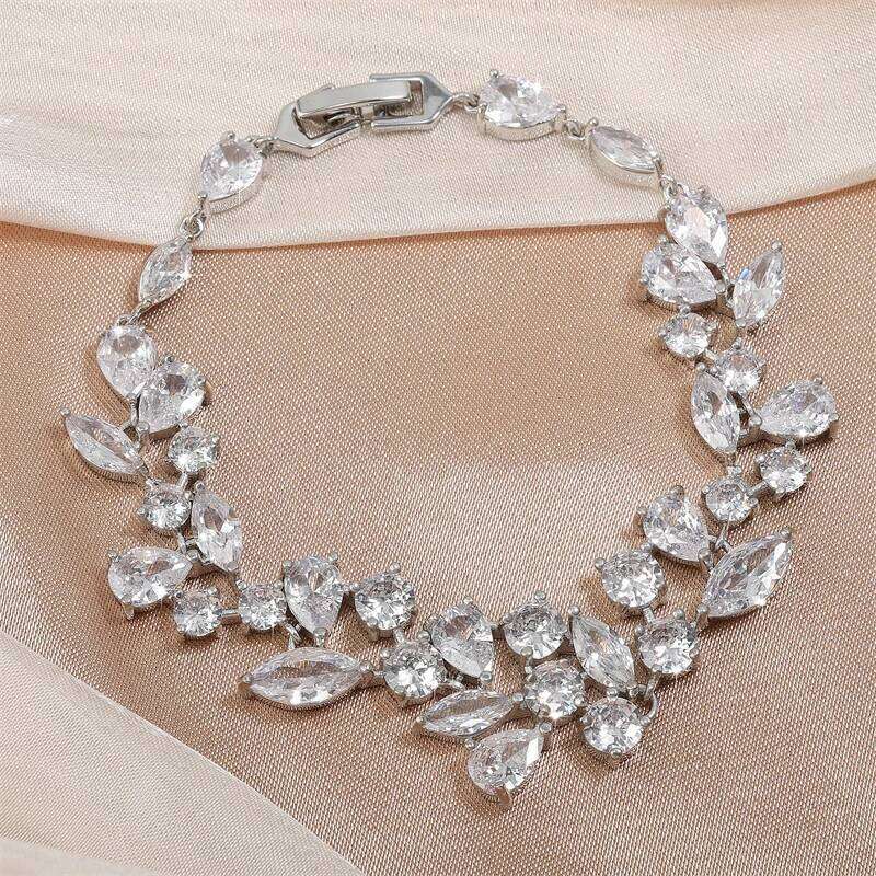 ZAKOL Luxury Shiny AAA CZ Charm Bracelet for Women Elegant Bridal Sliver Color Wedding Jewelry Z260313