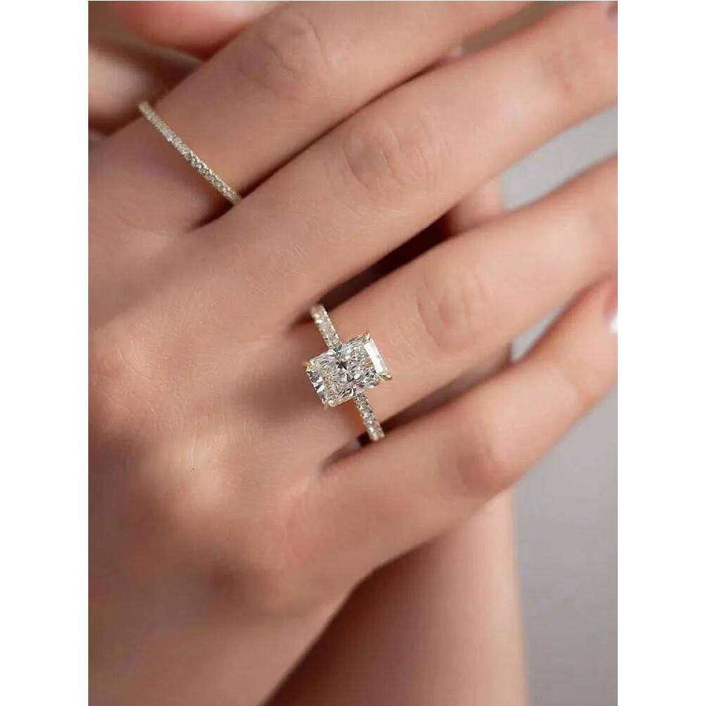 925 Sterling Silver 2-5CT Rectangle Zircon Gorgeous Shiny Ring For Women Anniversary Wedding Luxury High Quality Fine Jewelry H260312