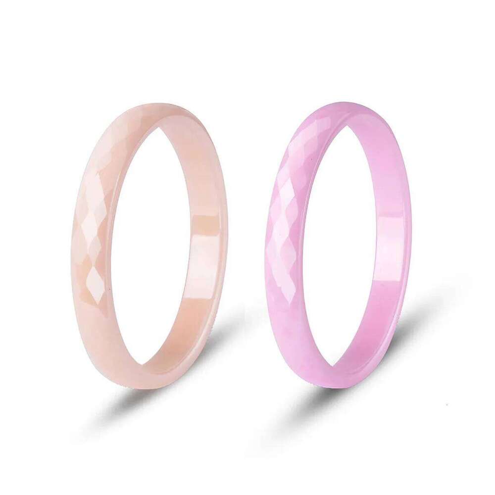 3mm Pink Blue White Women's Ceramic Ring, Hypoallergenic Wedding Band, Comfort Fit Jewelry Gift for Her, Valentine's Day H260312