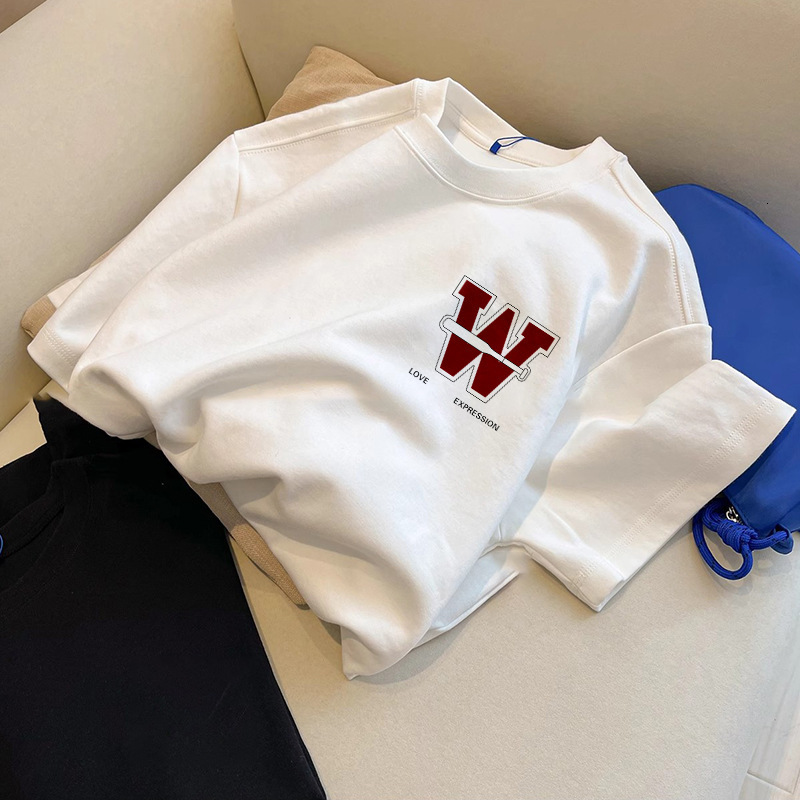 American Retro Heavy Cotton Short-sleeve T-shirt For Polo Designer Hoodie Women Summer Loose Fit Korean Style Trendy Regular Shoulder Women's Hal