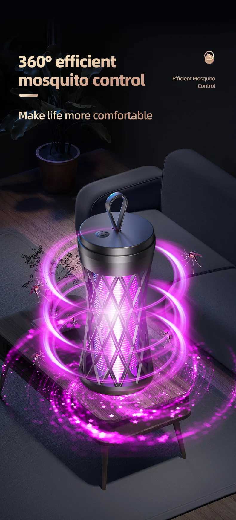 Electric Shock Mosquito Killer Lamp Outdoor Atmosphere Light Mosquito Repellent Safe Efficient Home Mosquito Zapper Household H260313