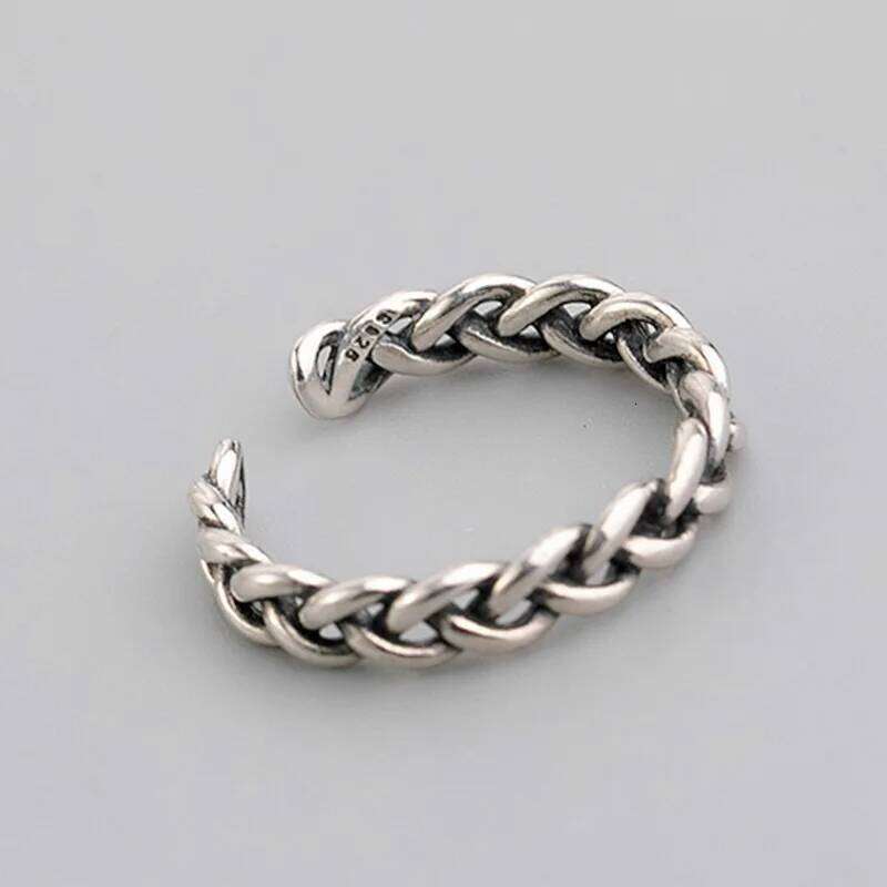 925 Sterling Silver Rings for Women Men Couple Minimalist Handmade Simple Chain Ring Party Jewelry Gift Prevent Allergy H260312