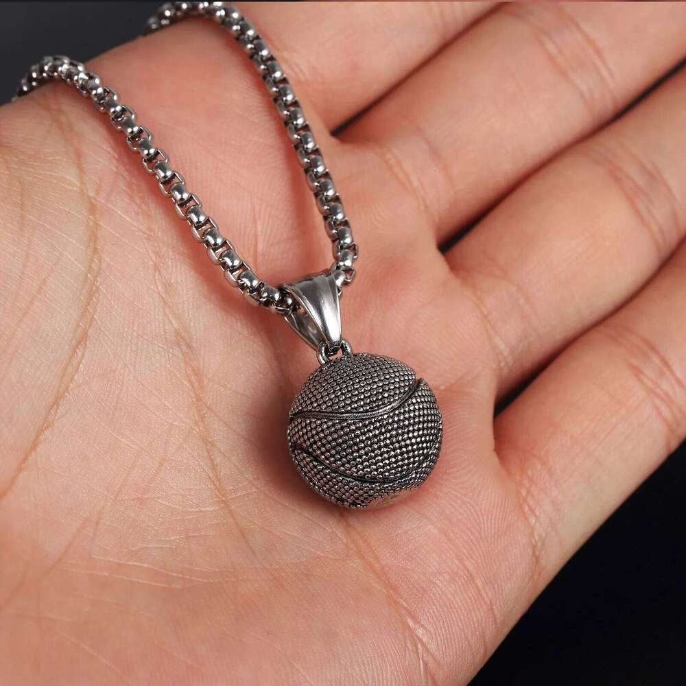 Basketball Pendant Men's Necklace New Sports Style Stainless Steel Chain Fashion Hip Hop Neck Accessories Party Jewelry Gifts H260312