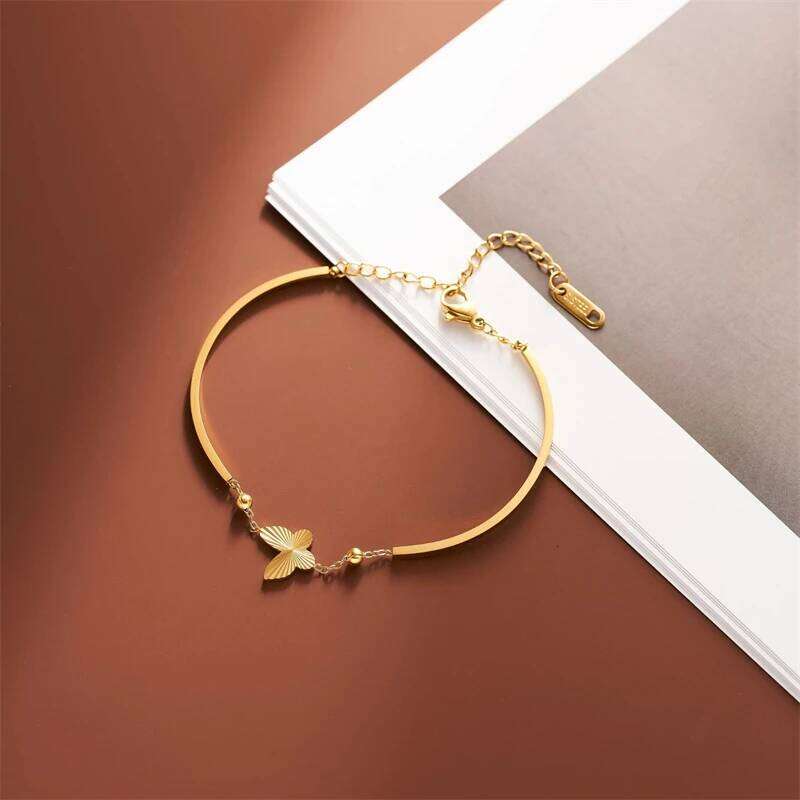 316L Stainless Steel 2025 New 18K Gold-plated Trend Jewelry Engraved Designs Beading Butterfly Women's Charm Chain Bracelets Z260313