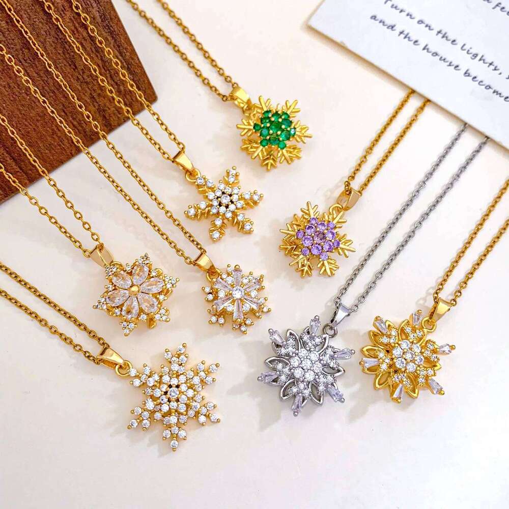 Titanium Steel Snowflake Necklace Women's Fashion Versatile Save Design Cross-Border Jewelry Cloud Element Sweet Style H260312