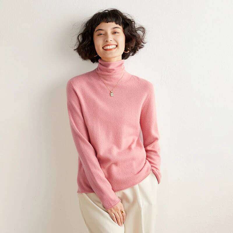 100% Cashmere Sweater For Women Turtleneck Sweaters New Knit Tops Fall Winter Warm Long Sleeve Pullover Fashion Woman Clothing Z260313