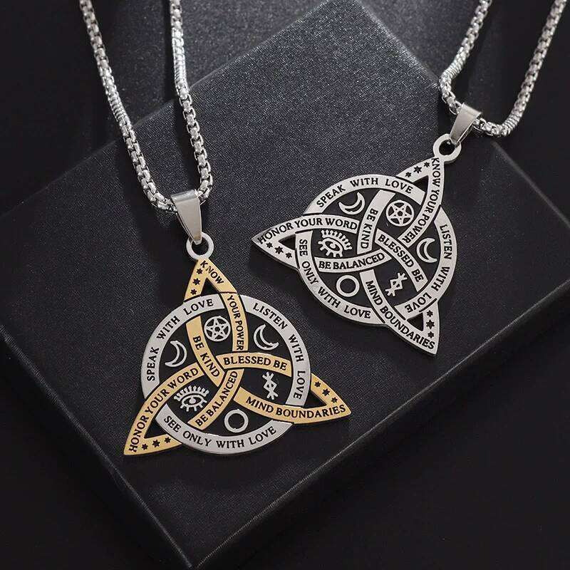 Stainless Steel Triquetra Symbol Celtic Witch Knot Pendant Necklace For Men Witchcraft Jewelry H260312