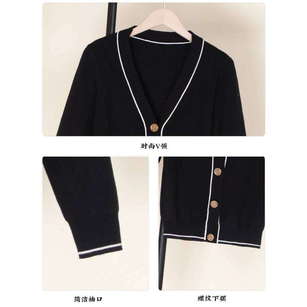 Tricot Knitted Ladies Sweaters Black Cardigan Female Clothing Women's Coat Spring 2025 Blouses Crochet Top Outerwear Cropped Z260313