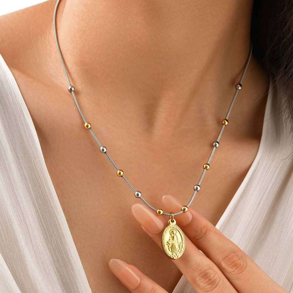 Stainless Steel Rosary Chain Virgin Mary Pendant Necklaces Faith Jewelry For Everyday Wear H260312