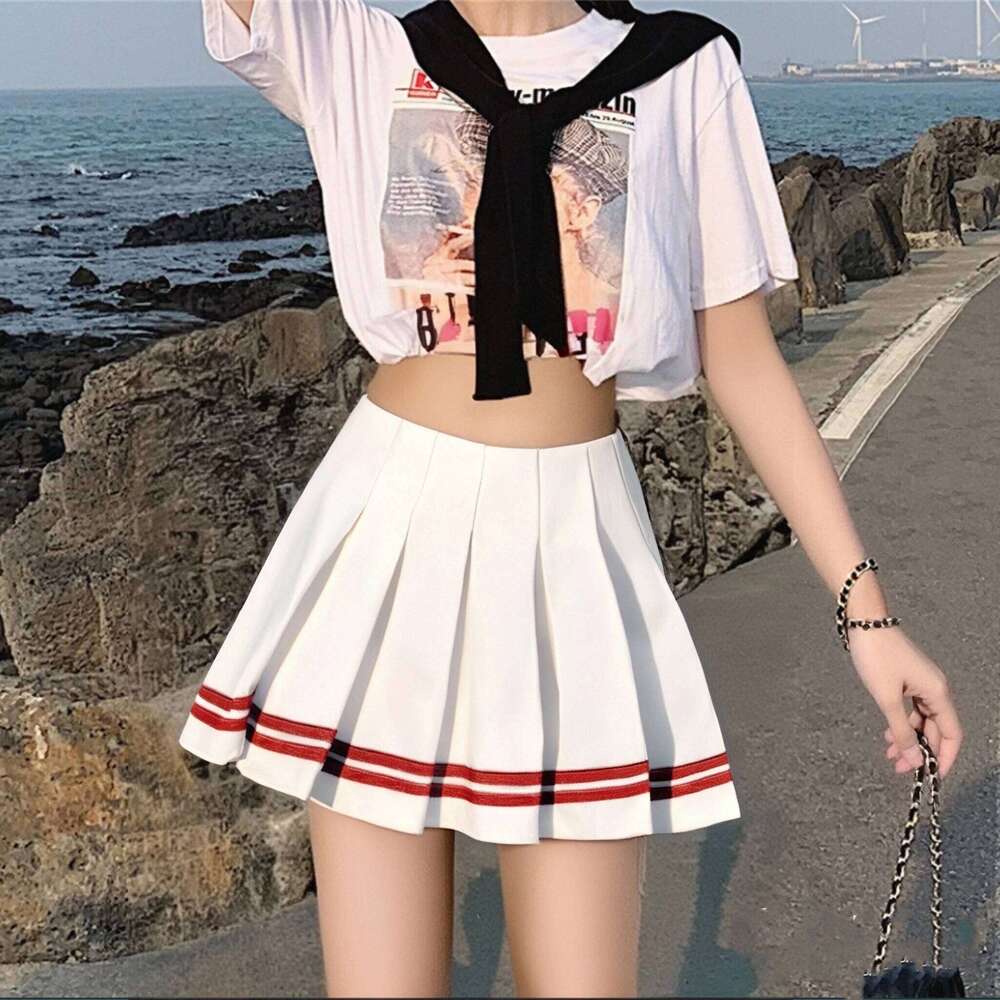 Fashion Preppy Style Pleated Skirts Women 2025 Spring Summer New A Line Short Dress Sweet Girl High Waist Petchwork Skirt Street Z260314
